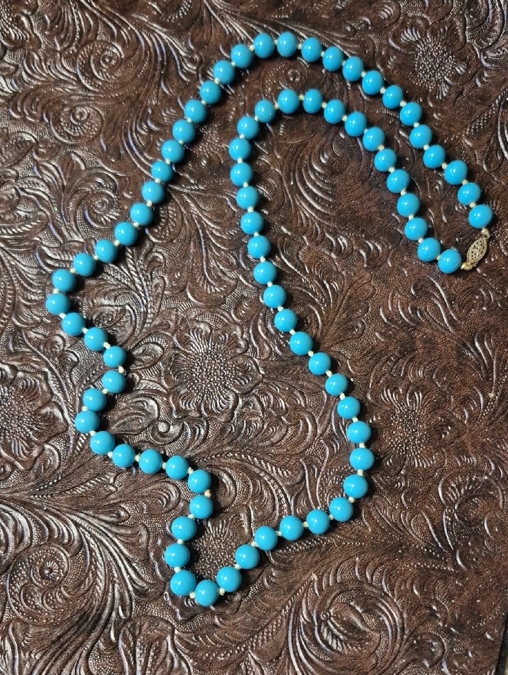 Vintage Faux Turquoise Beaded Necklace - Elegant Blue Bead Strand